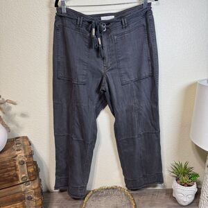 By Anthropologie Gray Utility Cargo Pants Raw Hem Rope Belt Size 30 Boho Casual
